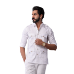 Comfy White Hunting Style Shirt | Premium Men's Sportswear | Classic Outdoor Design | Comfortable Cotton Fabric | Size 36-44